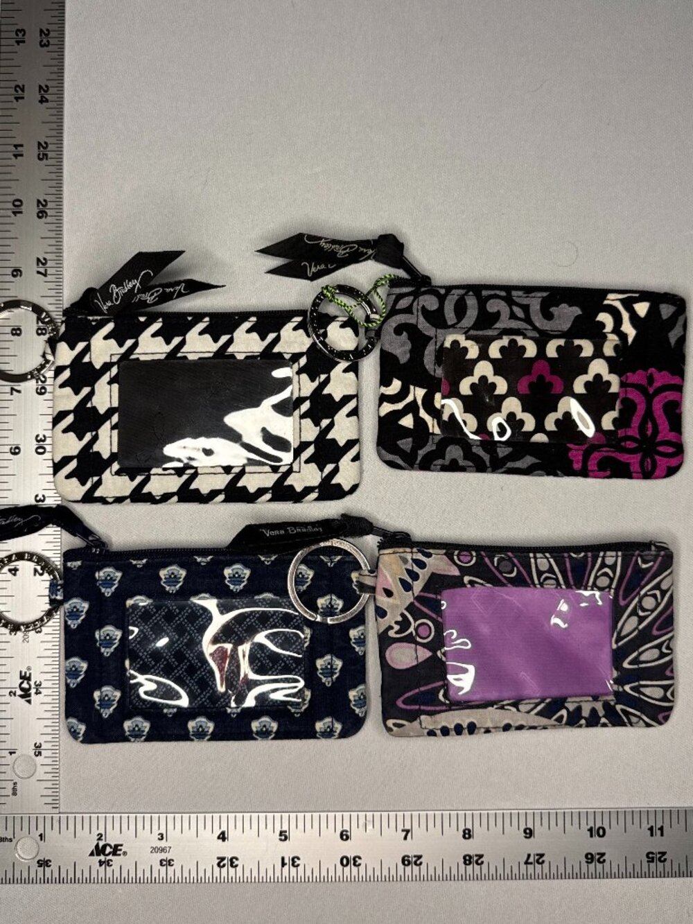 Vera Bradley Zip ID Case Lot of 4 Houndstooth Canterberry Nantucket Navy Mimosa - Picture 2 of 9